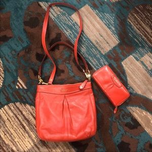 Matching Coach Satchel + Wallet- Burnt Orange
